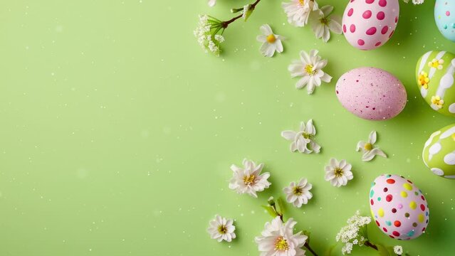 Happy Easter background. Easter eggs copy space illustration.