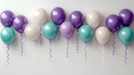 balloon banner green purple border frame on white background. copy space concept of spring sale...