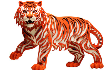 Stripes of Fortune: Celebrating Chinese New Year with the Zodiac Tiger Isolated on Transparent Background PNG.