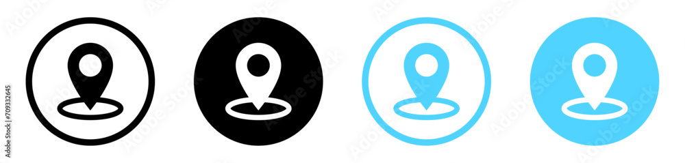Poster location icon set, map pin place marker. location pointer icon symbol in flat style. location pin li