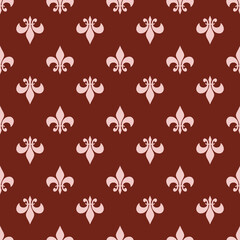 Fleur De Lis Red French Damask Luxury Decorative Fabric Pattern