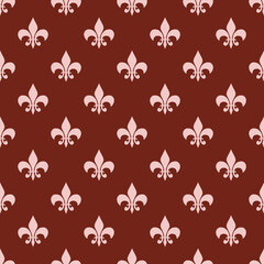 Fleur De Lis Red French Damask Luxury Decorative Fabric Pattern