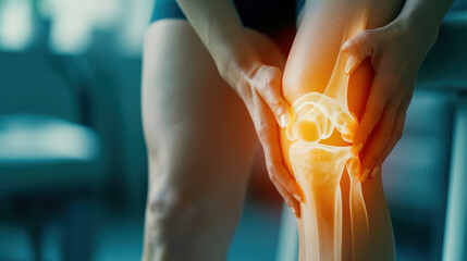 Chronic knee pain due to an inflamed knee joint prosthesis Ai generative
