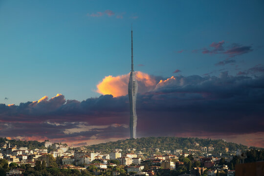 Camlica Tower or (K&uuml;&ccedil;&uuml;k &Ccedil;amlıca) TV Tower in the historical city of Istanbul, TURKEY