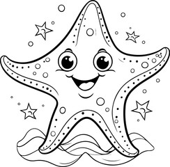 star and starfish coloring page
