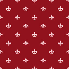 Fleur De Lis Red French Damask Luxury Decorative Fabric Pattern