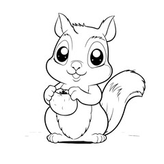 squirrel with a nut coloring page