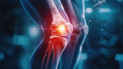 Chronic knee pain due to an inflamed knee joint prosthesis Ai generative