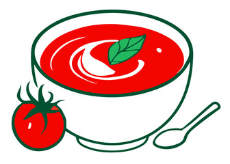 Zupa pomidorowa ilustracja - obrazy, fototapety, plakaty