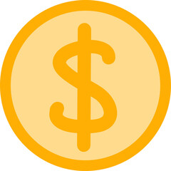 Dollar coin icon.Gold dollar.Cent, coin, currency icon.dollar banknote. dollar bill.transparent, png, flat style