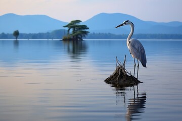 Generative AI : Water bird in large lake at the central of Thailand