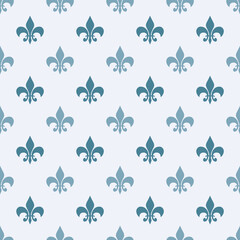 Fleur De Lis Blue French Damask Luxury Decorative Fabric Pattern - obrazy, fototapety, plakaty