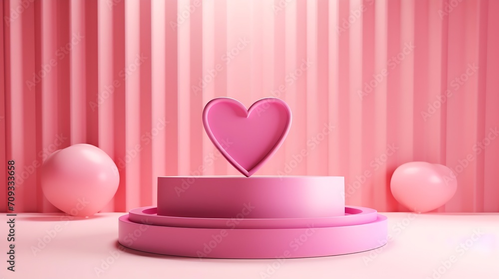 Aufkleber generative ai : 3d render pink love valentine abstract background product.