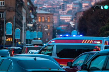 Emergency Standstill: Ambulance Caught in Traffic Jam