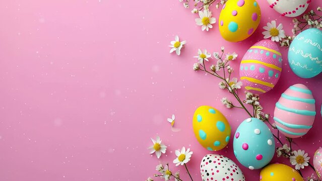 Happy Easter greeting background with Easter eggs.