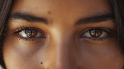 Close-Up View of a Womans Expressive Brown Eyes in Natural Light