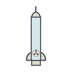 Icône d'images de missiles balistiques. Illustration vectorielle fusée militaire sur fond blanc. Isolé, de dessin animé, missile balistique icône.