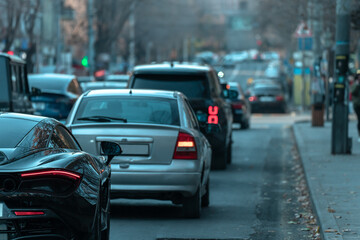 Gridlocked Commute: Cars in a Traffic Jam