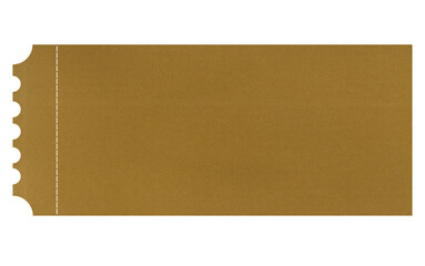 Brown cardboard ticket with tear-off edges on isolated background