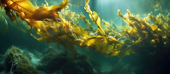 Coastal kelps grow in seaweed-algae. - obrazy, fototapety, plakaty