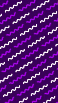 Glowing curved zigzag wavy lines moving diagonally over a purple color background. geometric pattern. Simple wavy curved zig zag stripes Retro Art Design.