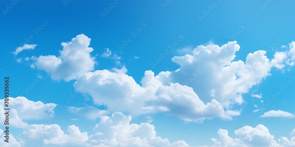 Aufkleber Generative AI : nature view large white clouds on soft sky background in the morning