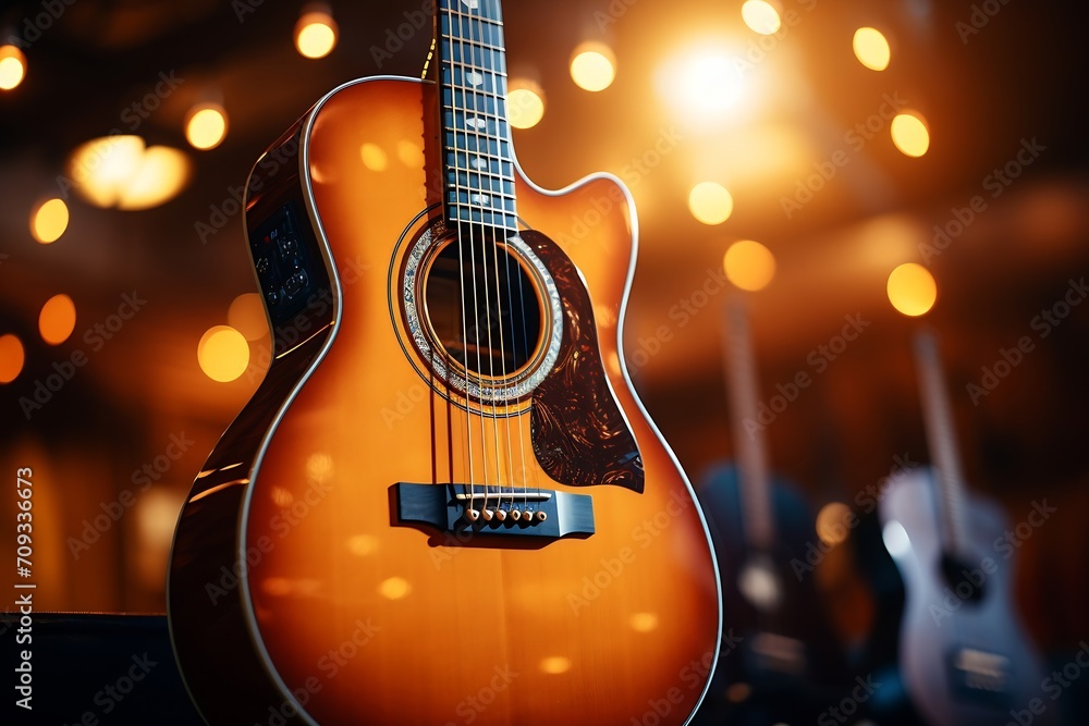 Poster generative ai : classical guitar strings and frets medium shot selective focus