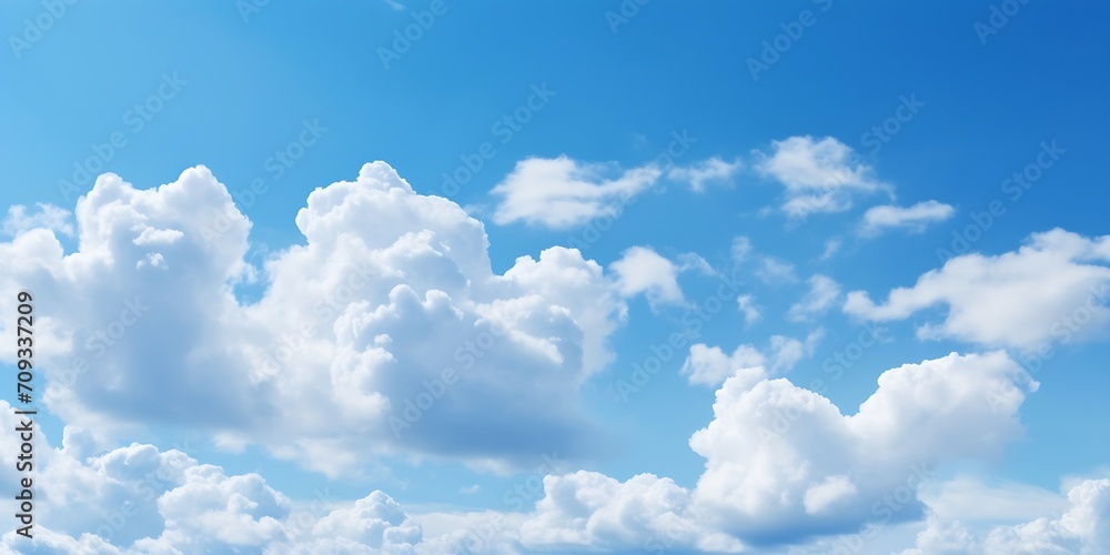 Aufkleber Generative AI : nature view large white clouds on soft sky background in the morning