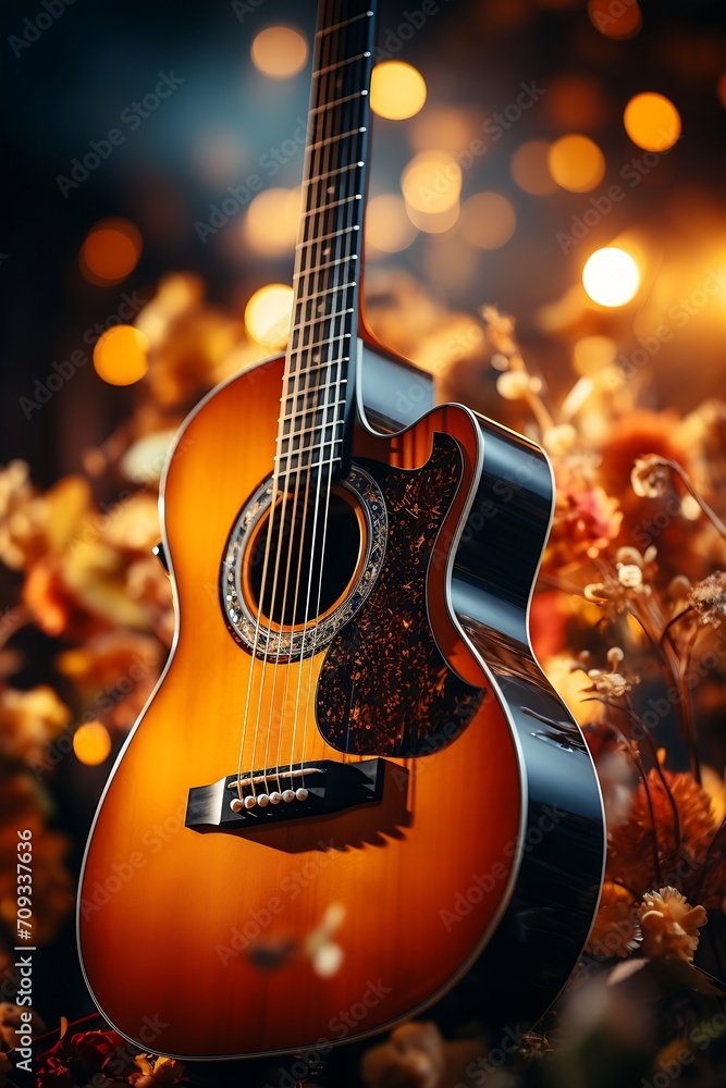 Aufkleber generative ai : classical guitar strings and frets medium shot selective focus