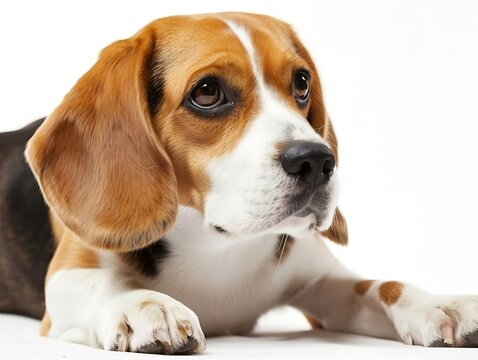 Generative AI : beautiful beagle dog isolated on white