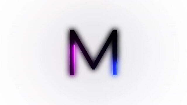 Neon letter M with alpha channel, neon alphabet