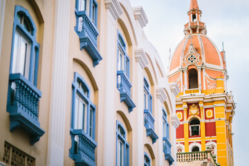 Colorful Colonial Architecture with Ornate Details in Cartagena, Colombia