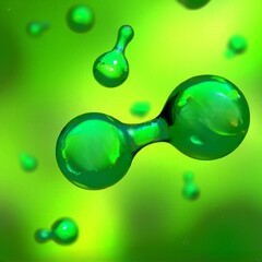 Green Hydrogen H2 gas molecule representing the production of eco-friendly hydrogen energy powered by renewable electricity. Sustainable alternative, clean hydrogen H2