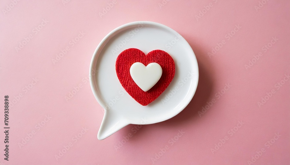 Sticker heart in speech bubble icon on pink background love like heart social media notification icon emoji chat and social network 3d rendering 3d illustration