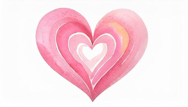 hand drawn painted cute pink heart element for design valentine s day for holiday postcard poster carnival banner birthday and children s illustration watercolor beautiful heart love