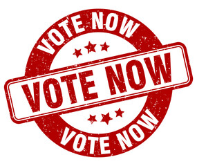vote now stamp. vote now label. round grunge sign