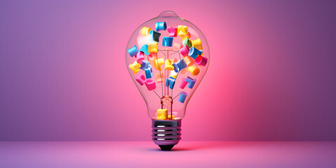 Idea bulb, puzzle, the business idea, pastel color