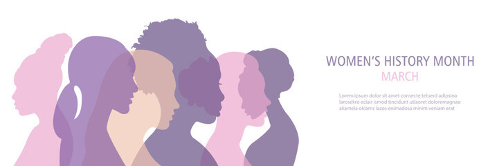 Women's History Month banner. Vector illustration.