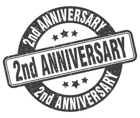 2nd anniversary stamp. 2nd anniversary label. round grunge sign