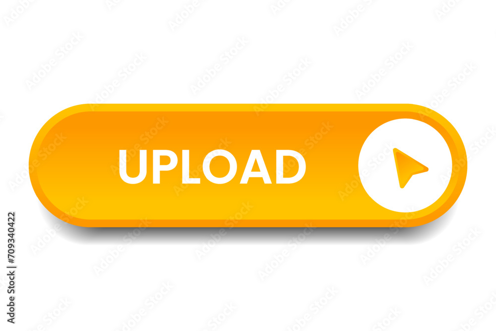 Poster 3D upload download button icon. Upload icon. Down arrow bottom side symbol. Click here button. Save cloud icon push button for UI UX, website, mobile application.