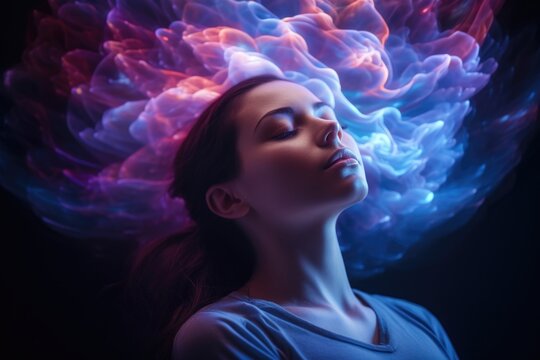 Meditation for Women's Mental Health with Glowing Brain