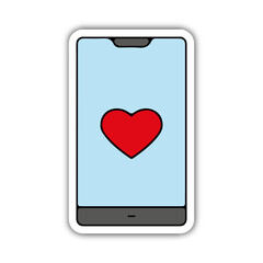 Pictogramme icone et symbole saint valentin amour love coeur cadeau smartphone couleur relief