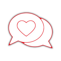 Pictogramme icone et symbole saint valentin amour love coeur conversation chat rouge et noir relief