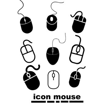 Nine set mouse computer in black and white colour