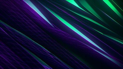 Fototapeta na wymiar Generative AI image of Animation of green lines over neon pattern on purple background