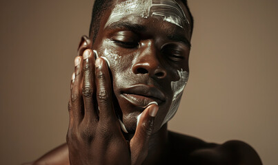 Man applying facial mask for skincare routine Generative AI image