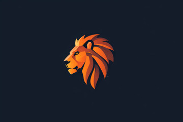 Lion head illustrated as a flat, two-color logo for branding, marketing, company or startup marking, isolated on a solid background