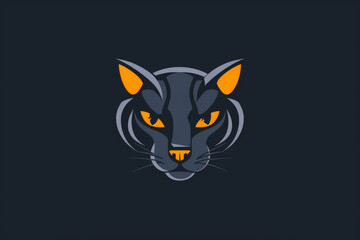 Fototapeta premium Cat head illustrated as a flat, two-color logo for branding, marketing, company or startup marking, isolated on a solid background
