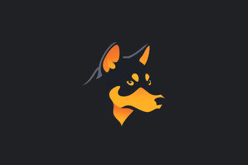 Obraz premium Dog head illustrated as a flat, two-color logo for branding, marketing, company or startup marking, isolated on a solid background