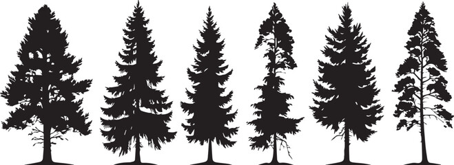 Set Trees. Hand drawn vector illustration - obrazy, fototapety, plakaty